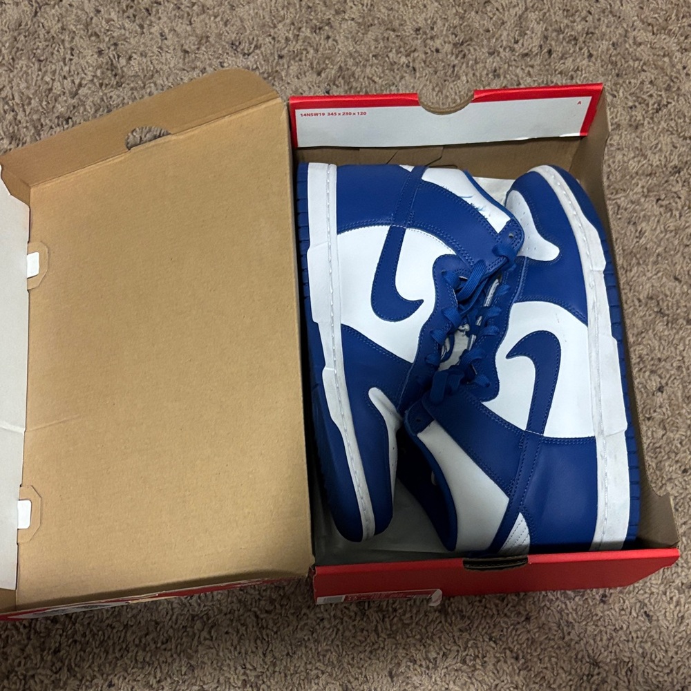 Nike dunk high retro Royal Blue and White High-Top Sneakers (only worn twice)